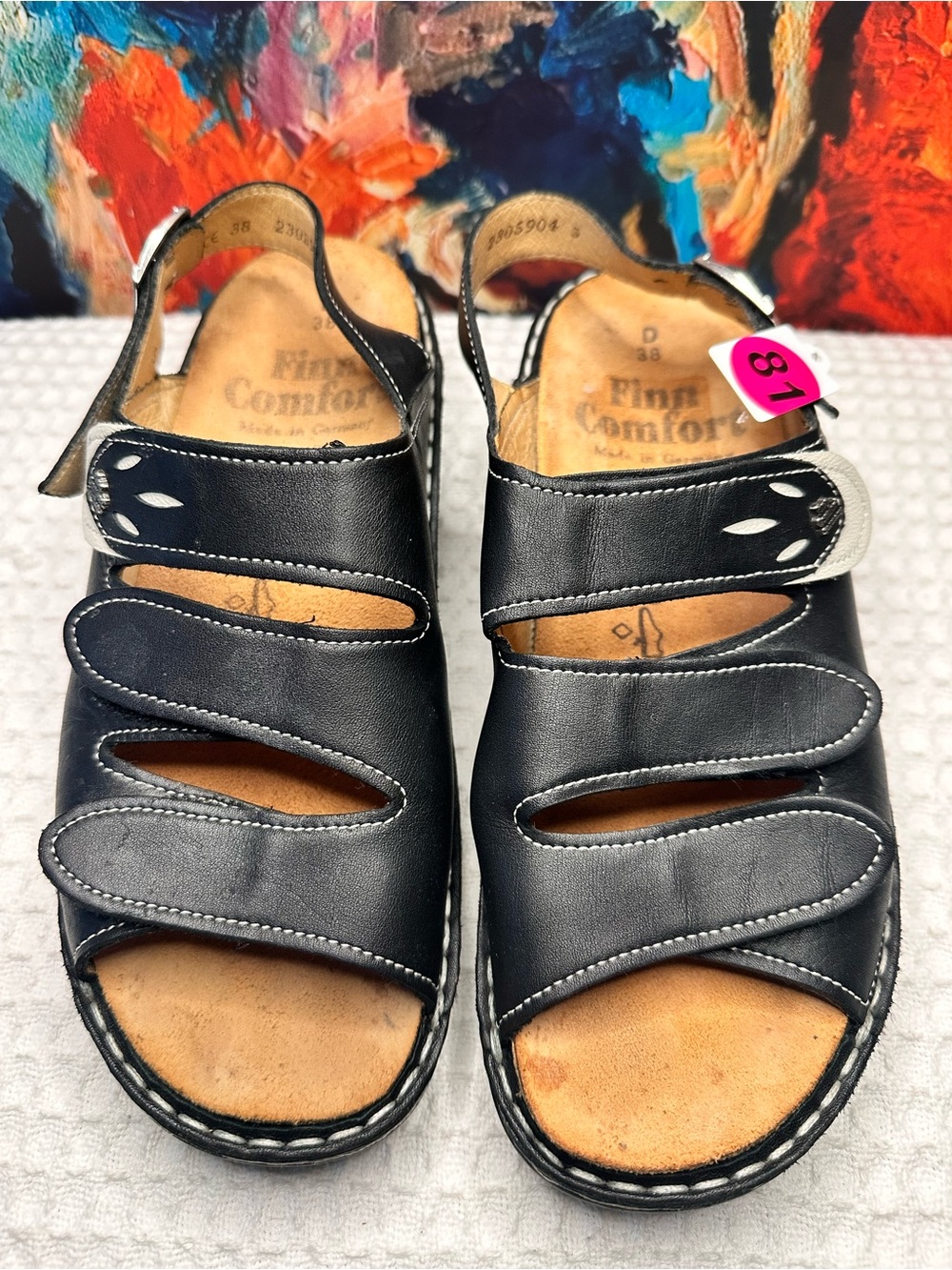 No.81 Finn Comfort Samoa Nappaseda Black Leather Orthopedic Sandals